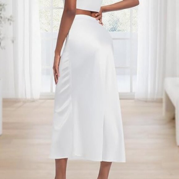 Plus Size Satin Long Half Slip A-Line Maxi Underskirt - Picture 3 of 7